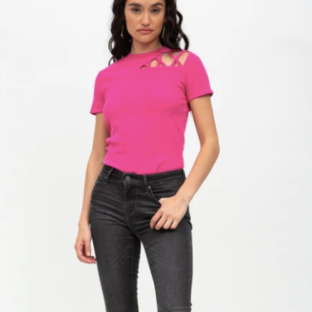 n: Philathropy Irene Cut Out Thong Bodysuit in Fuchsia